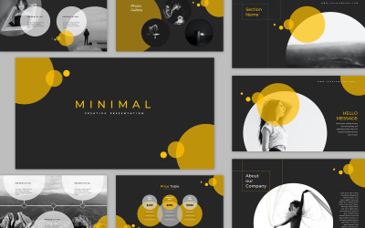 Modelo de PowerPoint de apresentação criativa mínimo preto e amarelo para negócios