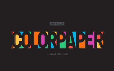Negatieve ruimte alfabet kleur snijden papier lettertype