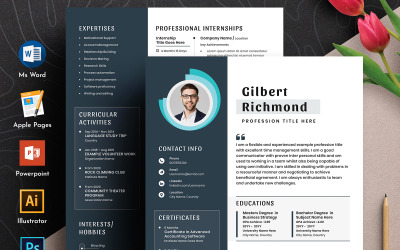 Modern och kreativ redigerbar CV -mall för CV med Word Apple Pages -format