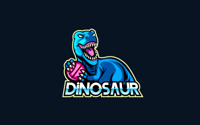 Design de ícone de logotipo de mascote de dinossauro