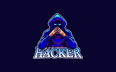 Concetto di design dell&amp;#39;icona del logo della mascotte dell&amp;#39;hacker