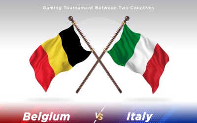 Belgien kontra Italien två flaggor