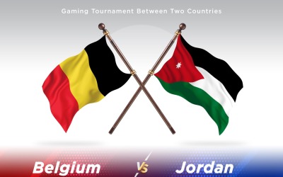 Belgien kontra Jordanien två flaggor