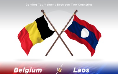 Belgien kontra Laos två flaggor