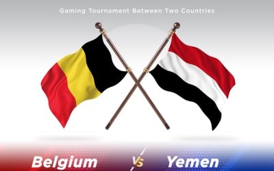 Belgien kontra Jemen två flaggor