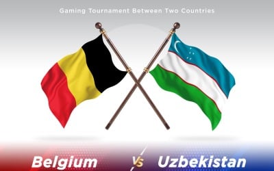 Belgien kontra Uzbekistan två flaggor