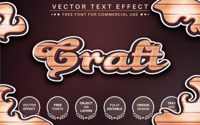Craft Wood -  Editable Text Effect, Font Style, Graphics Illustration