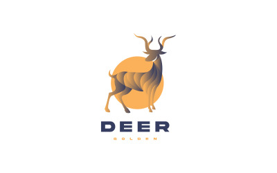Hjort logotyp design, gyllene logotyp design, djur logotyp design, gyllene hjort logotyp ikon vektor koncept