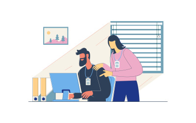 Capo che mostra il lavoro d&amp;#39;ufficio all&amp;#39;illustrazione vettoriale dei dipendenti Concept