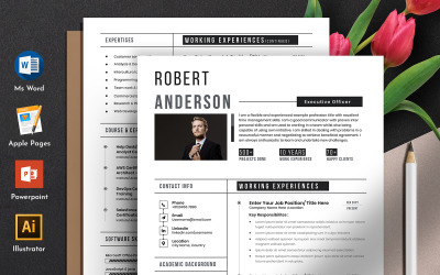 Clean &amp;amp; Professional Editable Resume Cv Template With MS Word Apple Pages Format