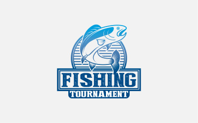 Logotipo de pesca e modelo de crachá