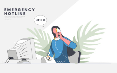 Vetor de conceito de ilustração de serviço de linha direta de emergência