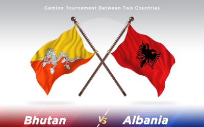 Bhutan kontra Albanien Två flaggor