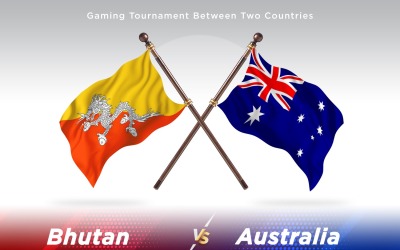 Bhutan kontra Australien två flaggor