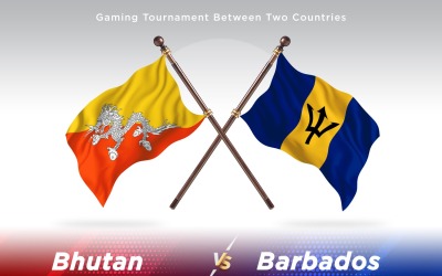 Bhutan kontra Barbados två flaggor
