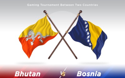 Bhutan kontra Bosnien och Hercegovina Två flaggor