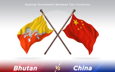 Bhutan kontra Kina Två flaggor
