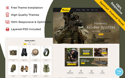 Military - OpenCart Responsive Theme för vapenbutik