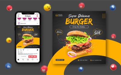 Modèle de conception de bannière et promotion alimentaire sur les médias sociaux