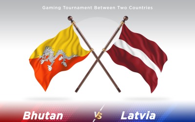 Bhutan kontra Lettland Två flaggor