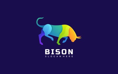 Estilo de logotipo colorido de bisonte