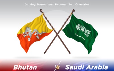 Bhutan kontra Saudiarabien Två flaggor