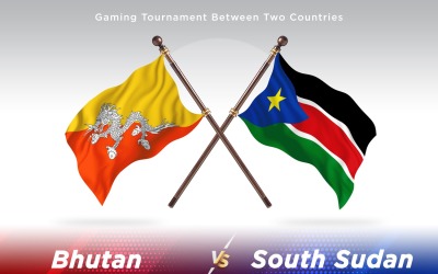 Bhutan kontra södra Sudan Två flaggor