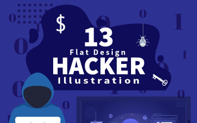 13 Hacker vektorové ilustrace