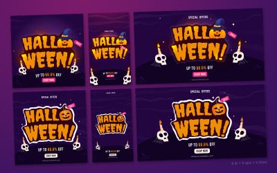 Halloween - Banner sablon a Youtube -on és a közösségi médiában történő promócióhoz