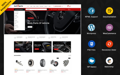 Автозапчастини - багатофункціональний адаптивний магазин WooCommerce Mega Shop