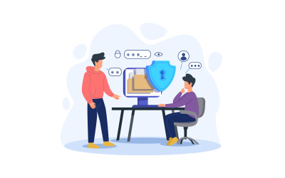 Ilustración plana del concepto de vector de seguridad informática