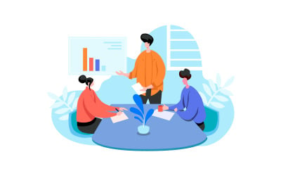 Office Teamwork Illustration Concept Vector