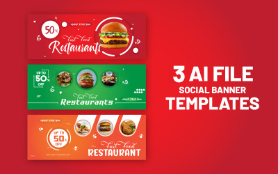 3 Pack de conception de bannières de médias sociaux alimentaires