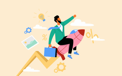 Projekt biznesowy uruchomienie ilustracja koncepcja wektor