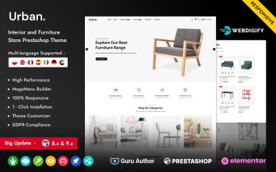 Urban – Многофункциональный магазин товаров для интерьера и мебели на PrestaShop и Elementor.