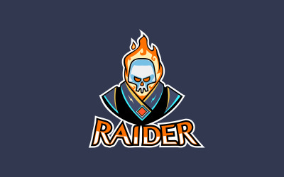 Concetto di design dell&amp;#39;icona del logo della mascotte del raider
