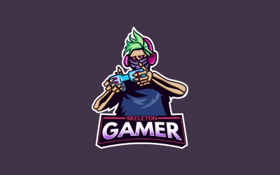 Czaszka Gamer Maskotka Logo Design Vector