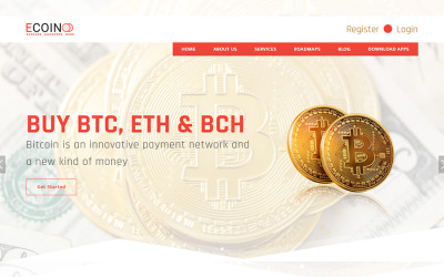 Ecoin - modelo de site de criptomoeda Bitcoin
