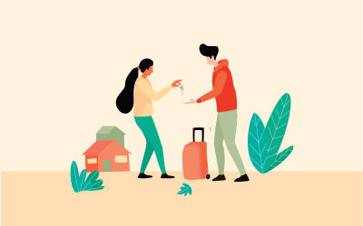 Free Rent House Key Handover Illustration Concept Vector