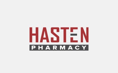 Modello di progettazione del logo della farmacia di Hasten