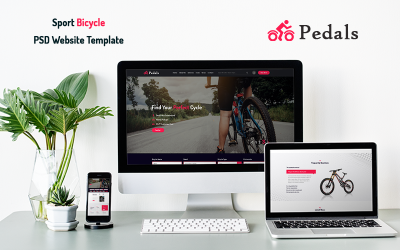 Pedais - modelo de site PSD de bicicleta esportiva