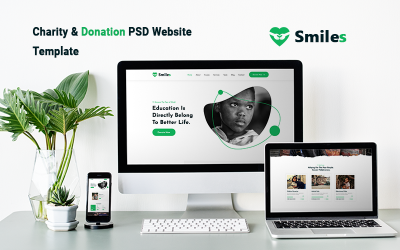 Smiles - modelo de site PSD de caridade e doação
