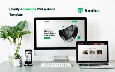 Smiles - Välgörenhet &amp;amp; donation PSD webbplats mall