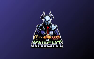 Vecteur de conception de logo de jeu de mascotte de chevalier