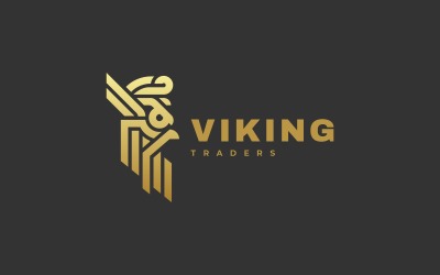 Estilo de logotipo de arte de línea vikinga