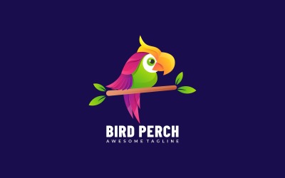 Logotipo colorido degradado de percha de pájaro