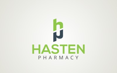 Modello di progettazione del logo aziendale della farmacia Hasten