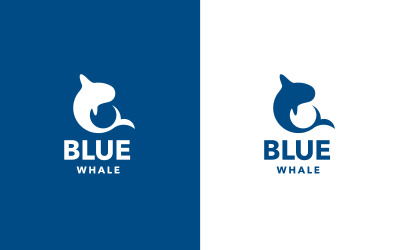 Concepto de diseño de logotipo de ballena azul