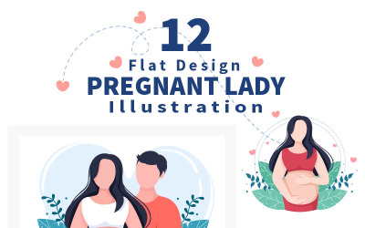 12 Ilustração em vetor de fundo para senhora grávida
