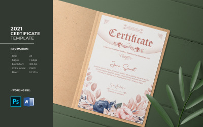 Šablona certifikátu květinového ocenění